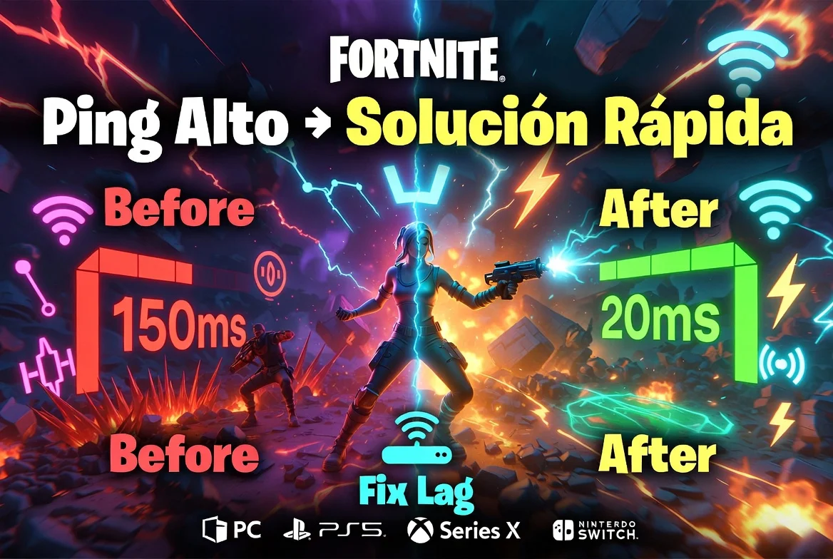 Ping alto en Fortnite: solución para PC, PS5, Xbox y Switch